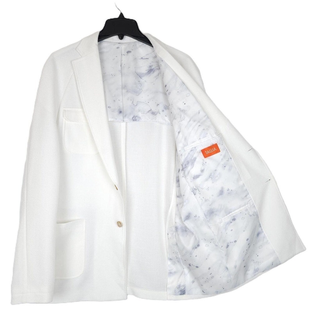 Tallia Mens Slim Fit Sport Coat Blazer 44L White Lightweight Boxy Raglan NWT - Picture 2 of 6